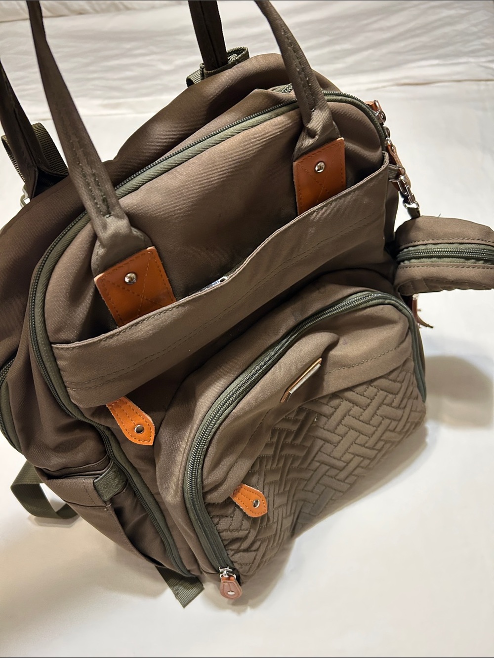 Men's Taupe Backpack with Tan Accent Trim